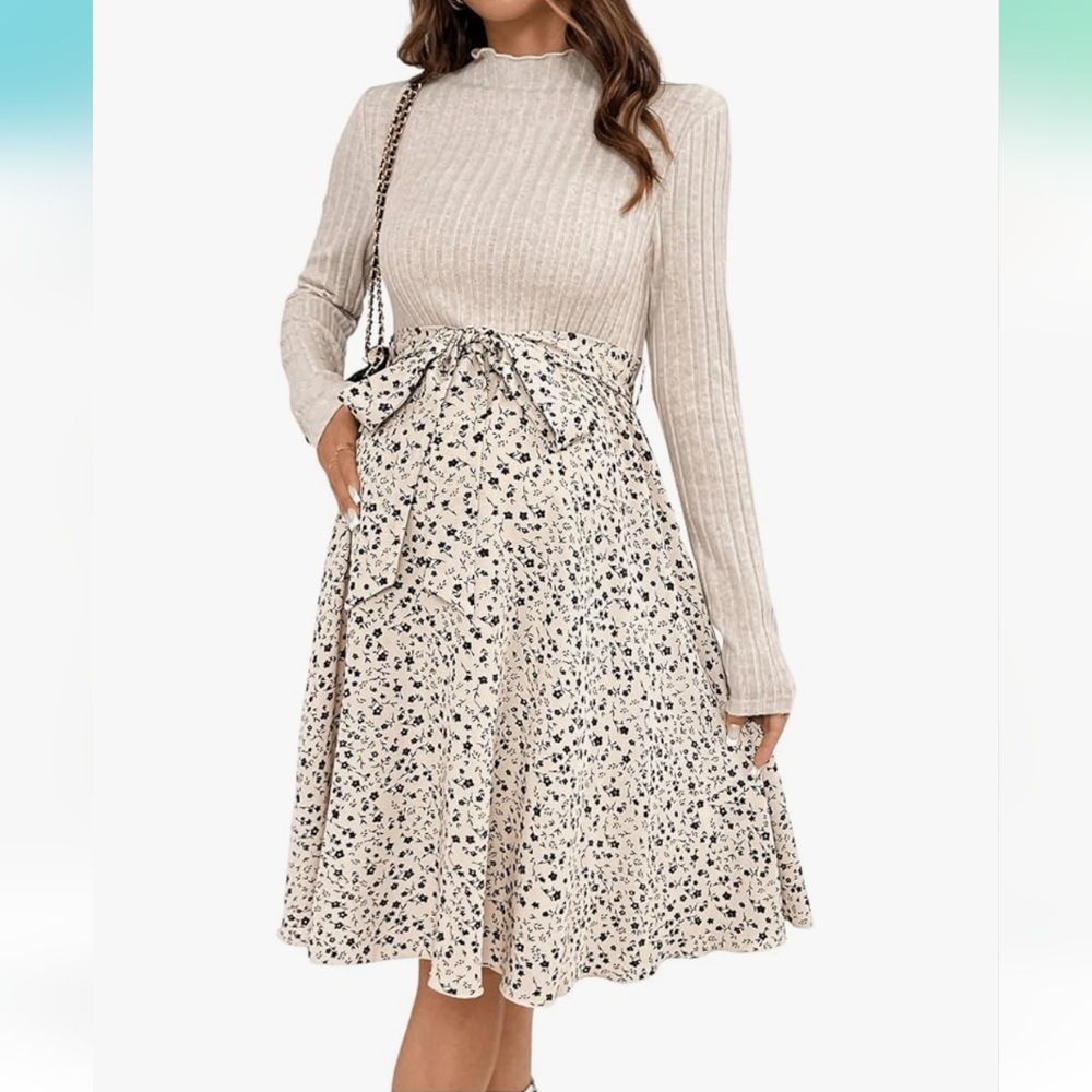 Floral Print Women's Skirt - Cream